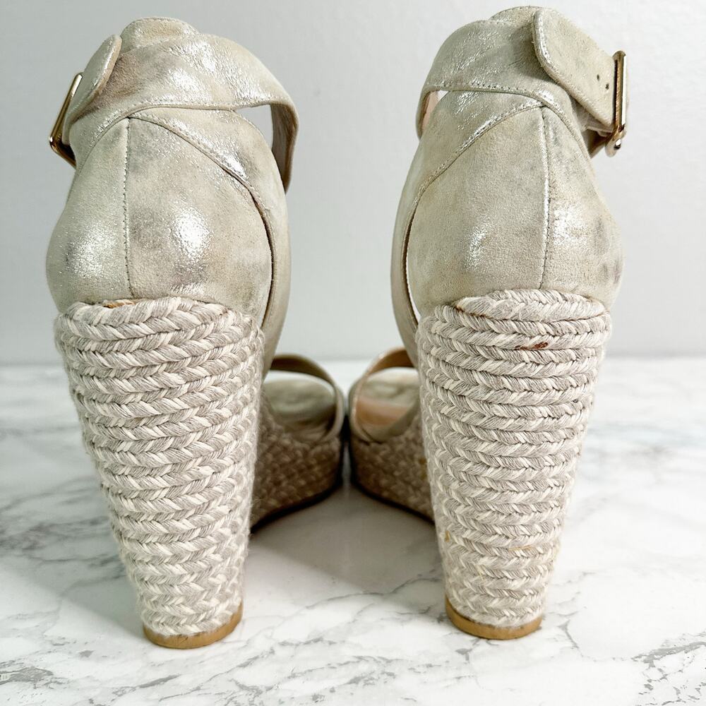 Stuart Weitzman Mostly Platform Metallic Suede Es… - image 6